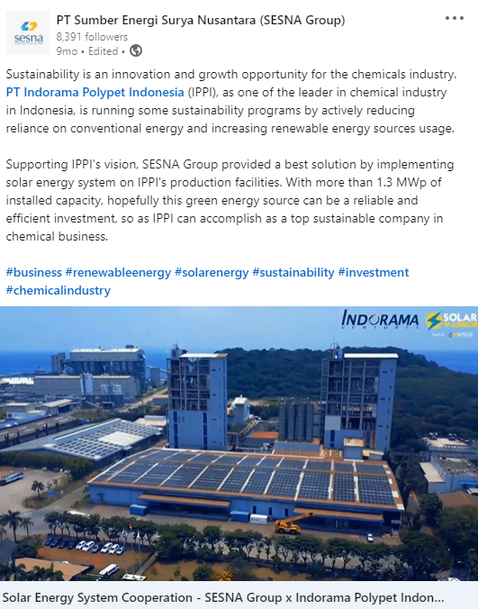 Indorama Cilegon - PLTS 1.3 MW